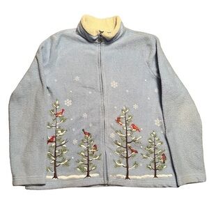 Breckinridge Holiday Snowbird Zip Front Fleece with Pockets Size Medium